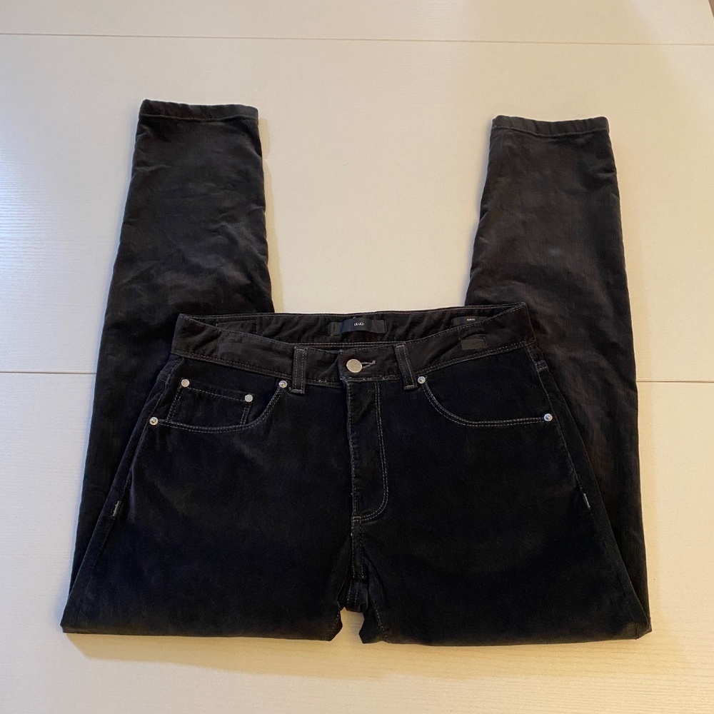 Liu Jo Men's Charcoal Slim Fit Velvet Trousers Jeans Made in Italy Size 30 x 29